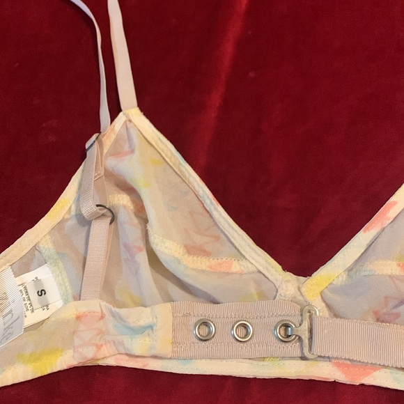 Zinke Sheer Cream Bralette + Panty Set with Pastel Pyramid Pattern Size Small - Picture 6 of 8